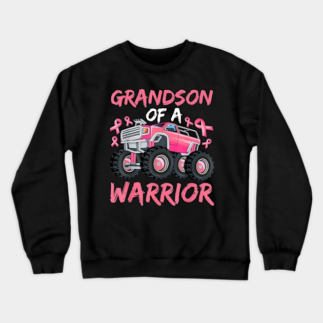 Truck Grandson Of A Warrior Breast Cancer Pink Ribbon Crewneck Sweatshirt by everetto